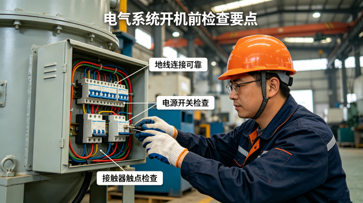 氣旋篩電氣接線、地線連接檢查實(shí)拍